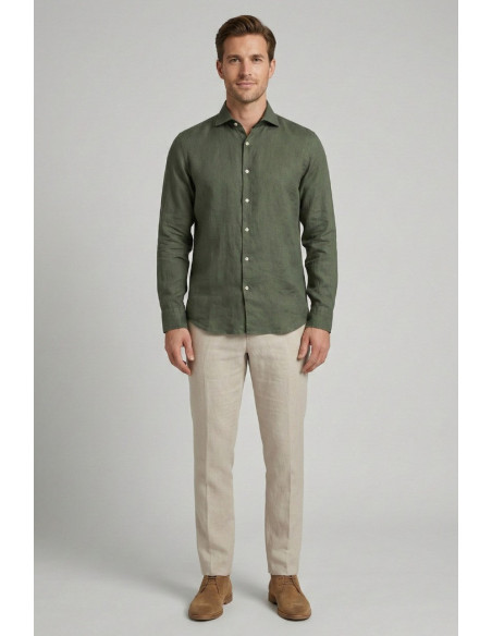 Markup camicia in lino con collo francese MK13003 [5feb8142]