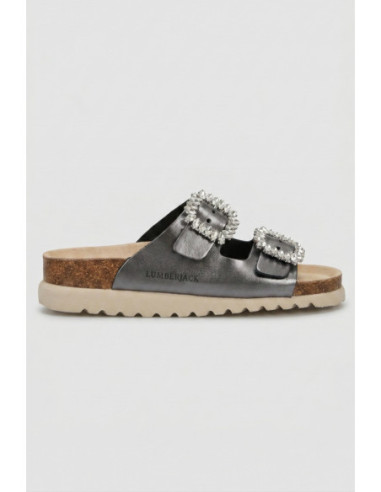 Lumberjack ciabatta in pelle con fibbie gioiello Miuccia 102269255 [a330d9db]
