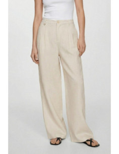 Influencer pantalone wide leg in viscosa e lino 05T0077 [b67b7e25]