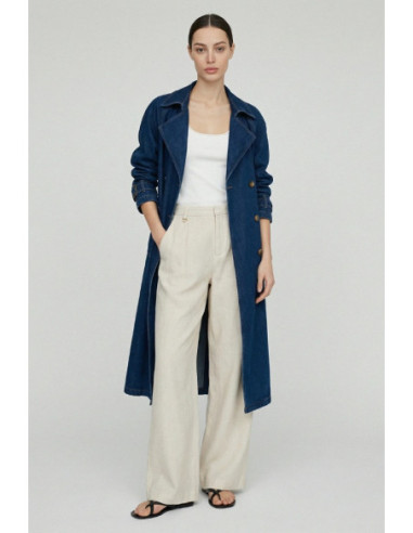 Influencer pantalone wide leg in viscosa e lino 05T0077 [d840fc2c]