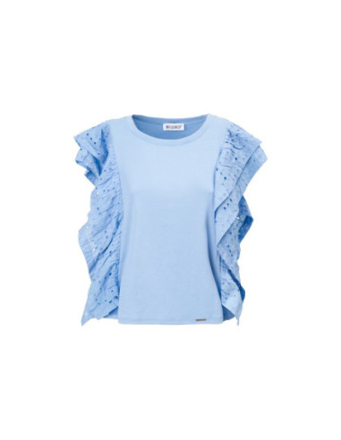 Influencer t-shirt con rouches in pizzo San Gallo 03X563 [eb2e71a7]