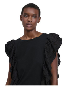 Influencer t-shirt con rouches in pizzo San Gallo 03X563 [8f1607ed] 2