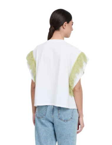 Influencer t-shirt con dettaglio gioiello e tulle 03X564 [9d075c00]