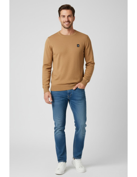 Refrigue maglia girocollo in misto viscosa con patch logo 2811w00156 [ce5211fd]