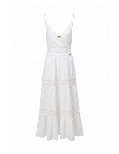 Influencer abito lungo scollato con inserti in pizzo 03Y131 [8816ce75]