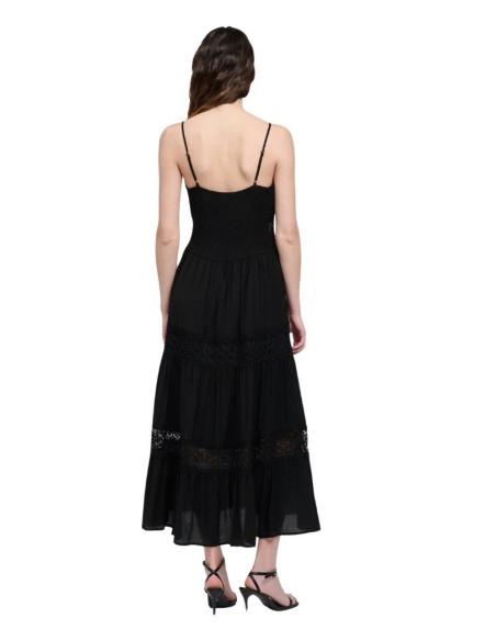 Influencer abito lungo scollato con inserti in pizzo 03Y131 [1159f0e3]