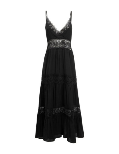Influencer abito lungo scollato con inserti in pizzo 03Y131 [a31476f9]