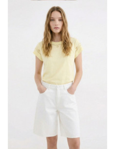 Influencer t-shirt in cotone con ricamo sangallo 05AB223 [51f95c6e]
