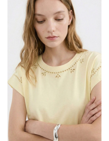 Influencer t-shirt in cotone con ricamo sangallo 05AB223 [88df1f63]