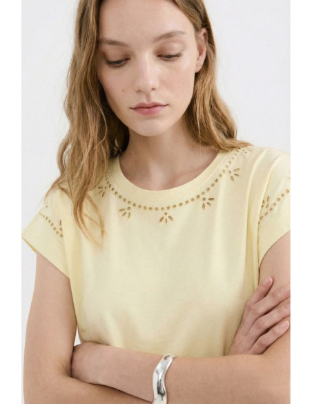 Influencer t-shirt in cotone con ricamo sangallo 05AB223 [88df1f63]