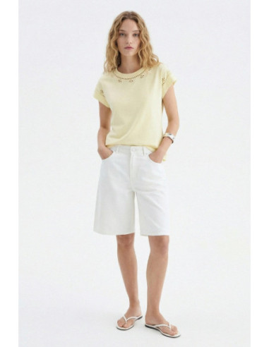Influencer t-shirt in cotone con ricamo sangallo 05AB223 [3a929979]