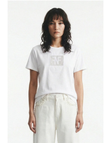 Influencer t-shirt in cotone stretch con logo patch 05AB218 [0bc46022]