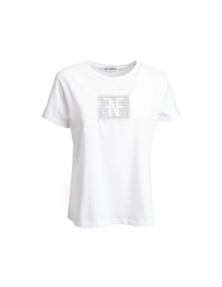 Influencer t-shirt in cotone stretch con logo patch 05AB218 [60afa535]