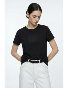 Influencer t-shirt in cotone stretch con logo patch 05AB218 [20c6d8ae]