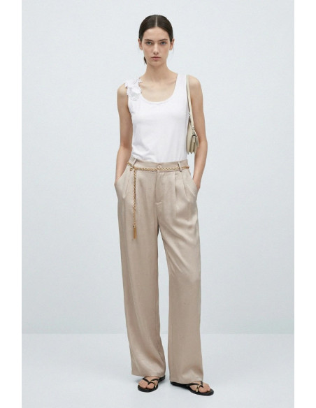 Influencer pantalone wide leg in crepe satin 05Y164 [795d4ee1]