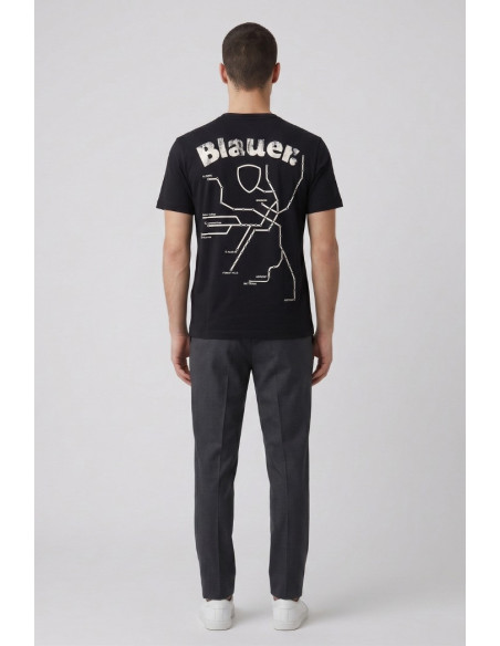 Blauer t-shirt con taschino Jeffers 26SBLUH02069-007439 [52298c7e]