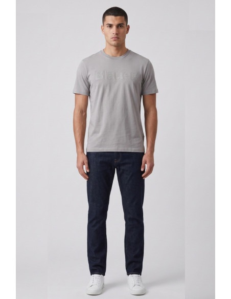 Blauer t-shirt in jersey stampa logo frontale in tono Bourn 26SBLUH02287-007480 [8db8014f]