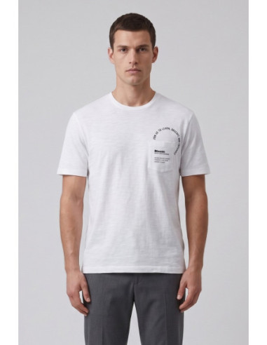 Blauer t-shirt fiammata con taschino Edge 26SBLUH02315-005695 [4038d793]