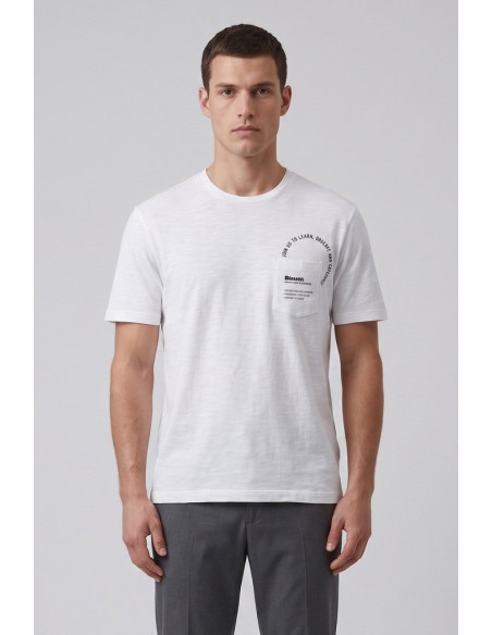 Blauer t-shirt fiammata con taschino Edge 26SBLUH02315-005695 [4038d793]