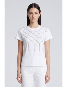 Influencer t-shirt girocollo con applicazioni strass 03AB180 [0a83c737]
