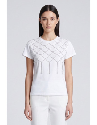 Influencer t-shirt girocollo con applicazioni strass 03AB180 [0a83c737]
