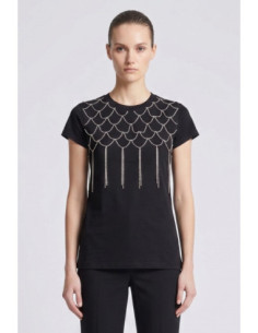 Influencer t-shirt girocollo con applicazioni strass 03AB180 [21817fbb]