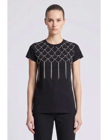Influencer t-shirt girocollo con applicazioni strass 03AB180 [21817fbb]