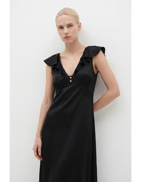 Influencer abito midi scollo a V con volant 05Y191 [9085e4f7]