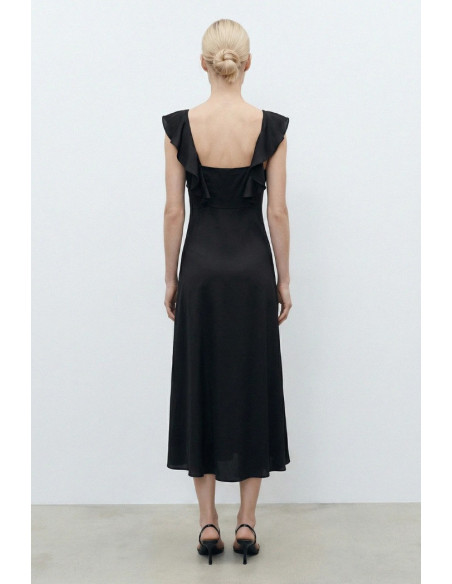 Influencer abito midi scollo a V con volant 05Y191 [279825f3]