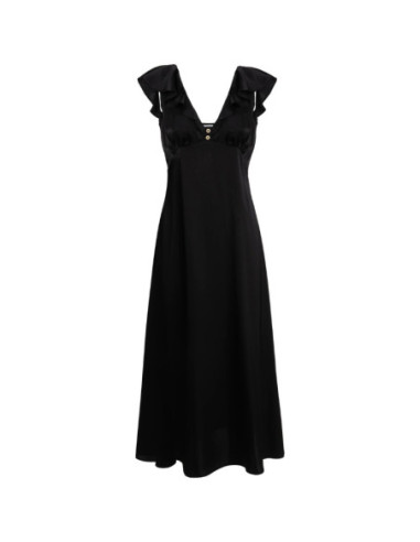 Influencer abito midi scollo a V con volant 05Y191 [22c862ed]