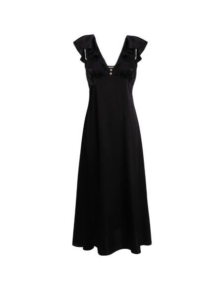 Influencer abito midi scollo a V con volant 05Y191 [22c862ed]
