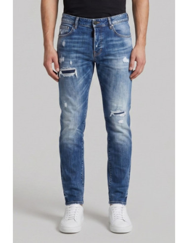 Drop Season 2 jeans in denim di cotone con rotture SS26D06 [8aa4ae71]