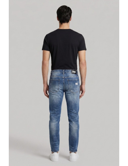 Drop Season 2 jeans in denim di cotone con rotture SS26D06 [5382ed7c]