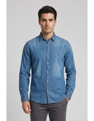 Beverly Hills Polo Club camicia in denim di cotone MAYACA [bae539cd]