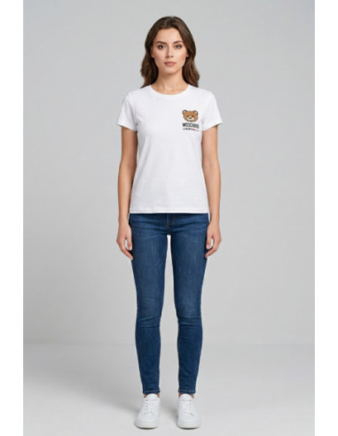 Moschino t-shirt in cotone con stampa orso V6A0701-4410 [a66dcc9f]