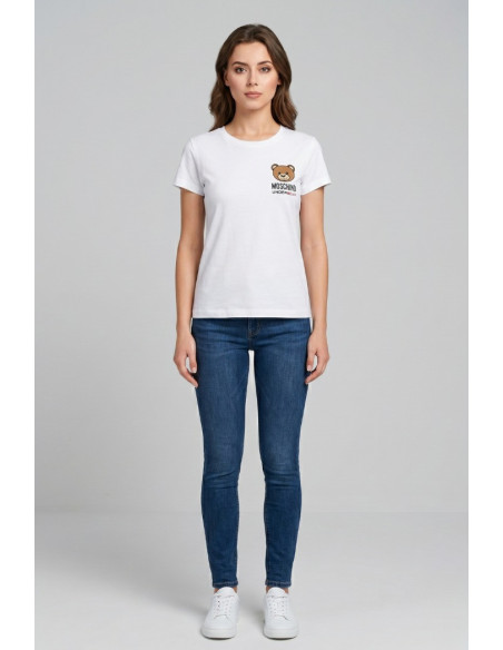 Moschino t-shirt in cotone con stampa orso V6A0701-4410 [a66dcc9f]