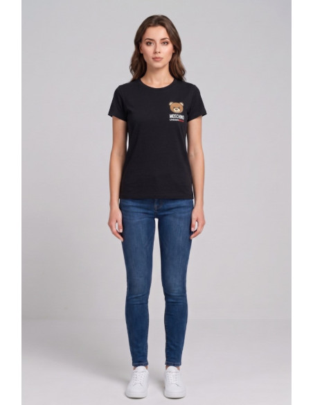 Moschino t-shirt in cotone con stampa orso V6A0701-4410 [8d6f7413]