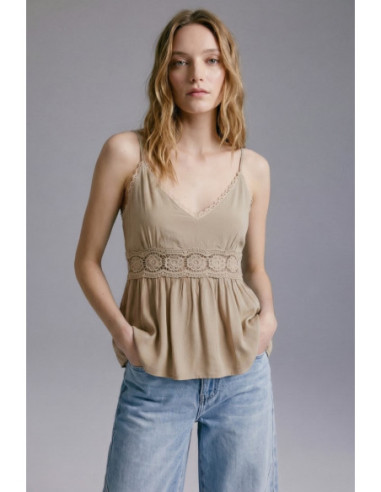 Influencer top con passamaneria in pizzo 05Y175 [6ac6b63b]