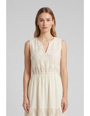 Influencer abito midi in pizzo crochet 05T0095 [8b042191]