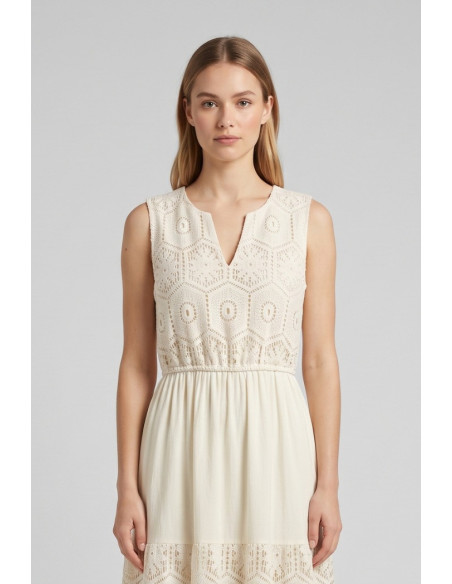Influencer abito midi in pizzo crochet 05T0095 [8b042191]