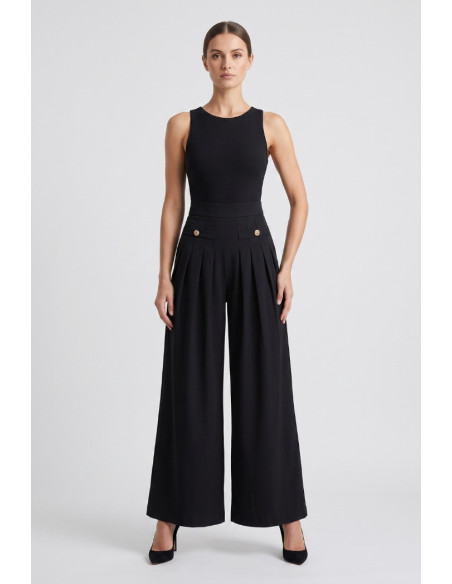 Influencer pantalone palazzo con plissè 05X600 [aec8facb]