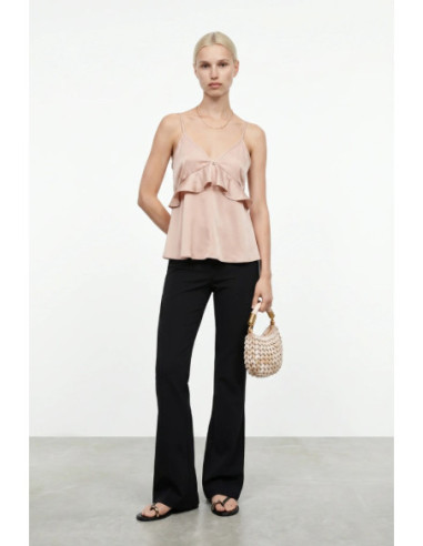 Influencer top scollo a V con volant 05Y192 [f3bcc1bd]