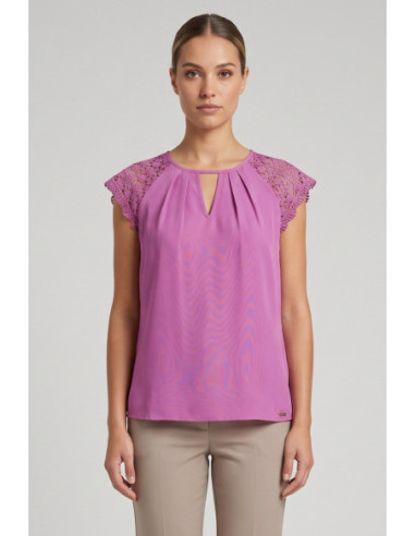 Influencer blusa con spalle in pizzo 03T0026 [c2da405c]