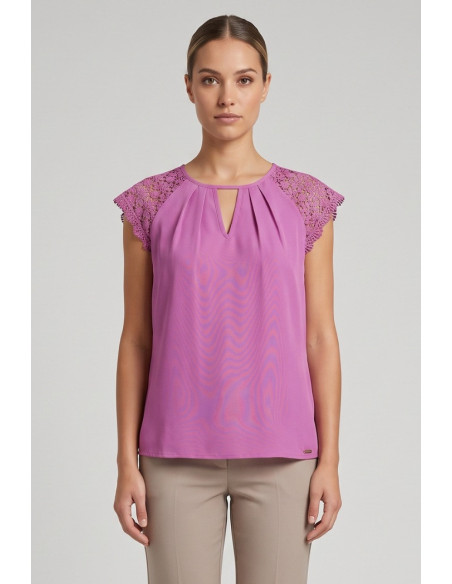 Influencer blusa con spalle in pizzo 03T0026 [c2da405c]