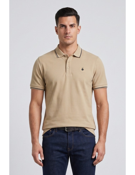 Beverly Hills Polo Club polo in piquet con riga orli P42561 [cd8e6a26]