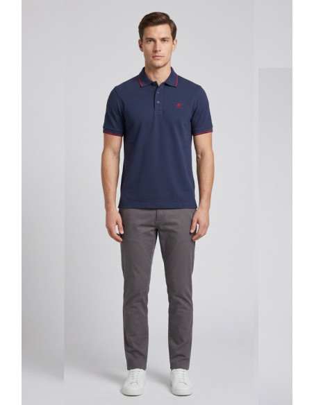 Beverly Hills Polo Club polo in piquet con riga orli P42561 [bc79c24d]