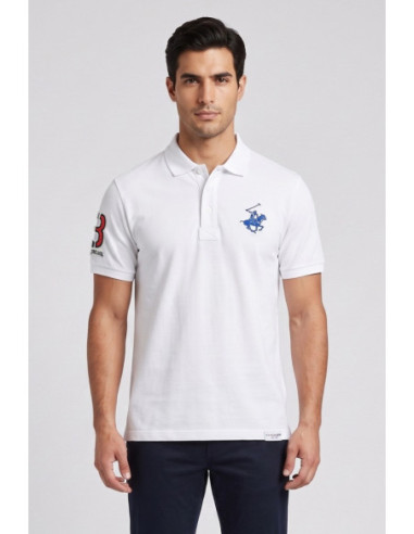 Beverly Hills Polo Club polo in piquet di cotone con logo grande P424112 [b10b0581]