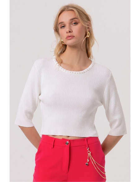 Fracomina maglia cropped a costine fr26st7008k52401 [27e391f6]