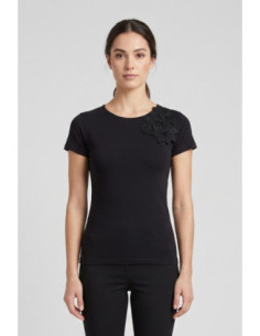 Influencer t-shirt in cotone con dettaglio floreale 05AB233 [48e400ef]
