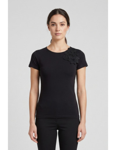 Influencer t-shirt in cotone con dettaglio floreale 05AB233 [48e400ef]
